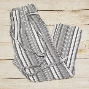 Stripped High Waisted Pants with Pockets